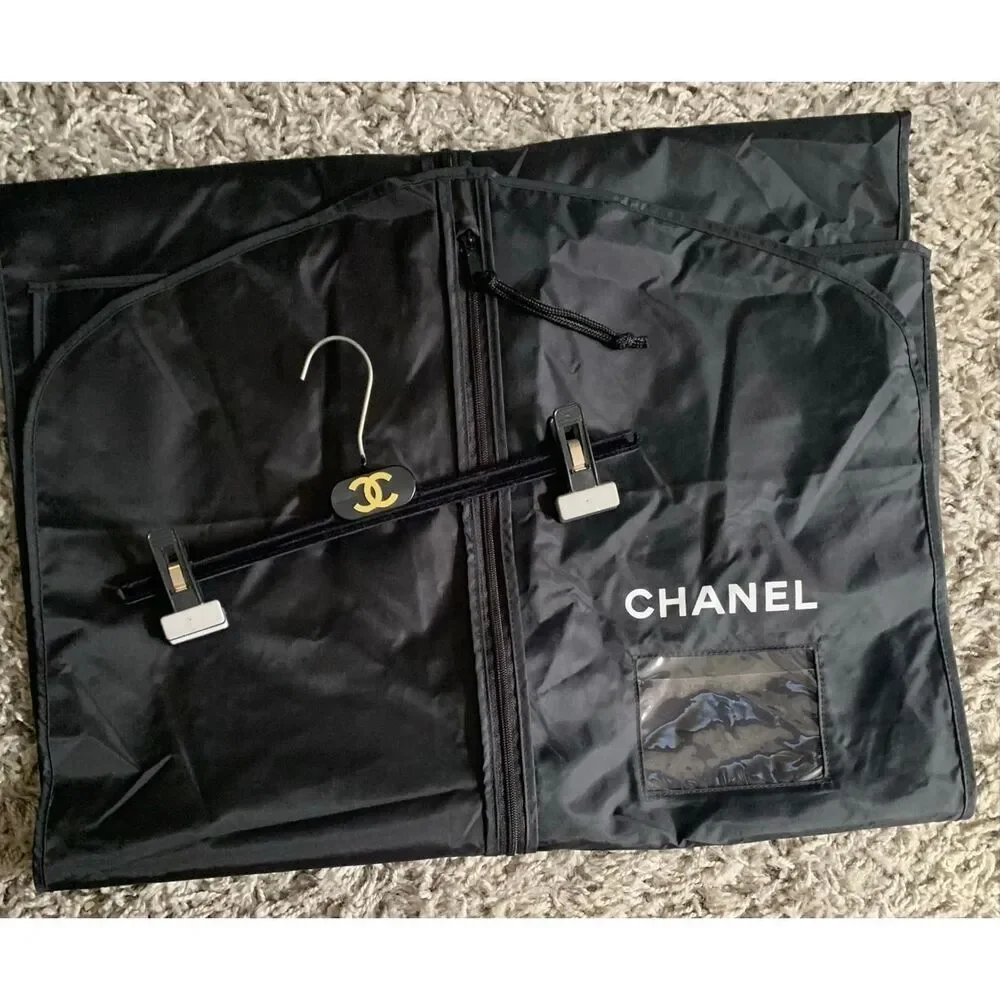 CHANEL Velvet Hanger & NEW Nylon Garment Cover BAG LOGO LOT